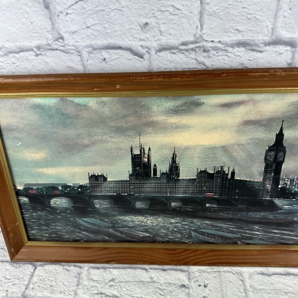 H.MOSS BIG BEN LONDON AT DAWN 12.5X26.5 COLOR LITHOGRAPH FRAMED - Picture 9 of 13